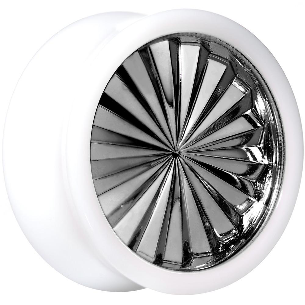 White Acrylic Grey Flashy Tire Rim Saddle Plug 2G to 20mm