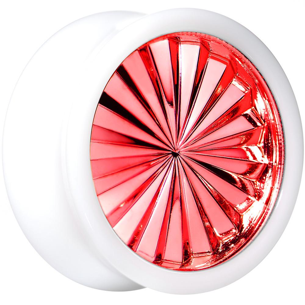 White Acrylic Red Flashy Tire Rim Saddle Plug 2G to 20mm