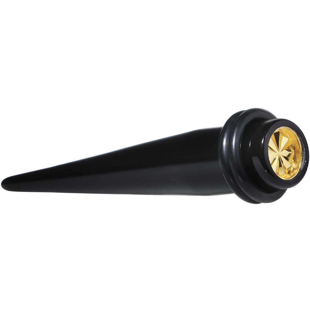 Black Acrylic Gold Flashy Tire Rim Taper 2G to 20mm