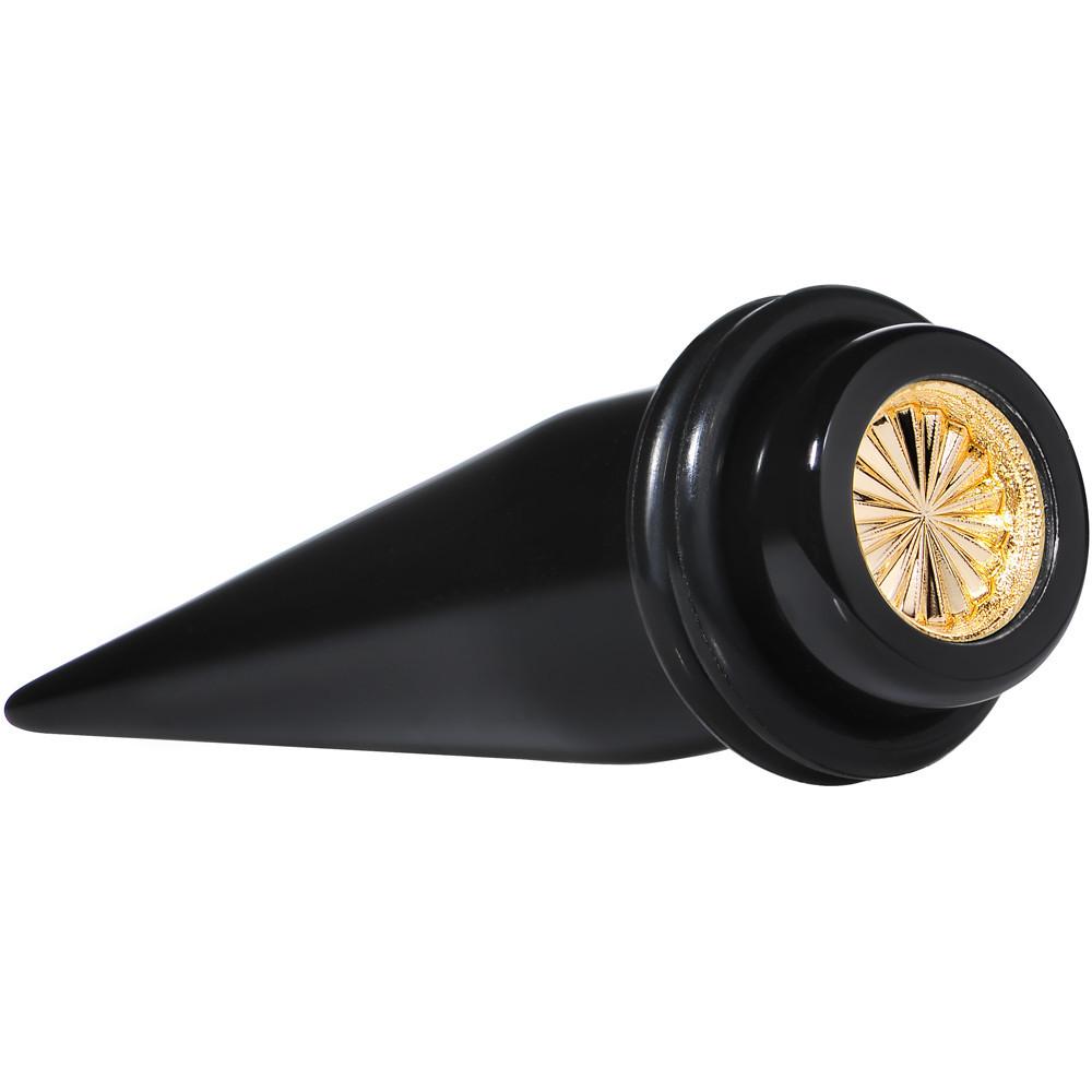 Black Acrylic Gold Flashy Tire Rim Taper 2G to 20mm