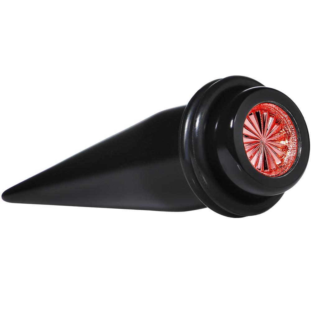 Black Acrylic Red Flashy Tire Rim Taper 2G to 20mm