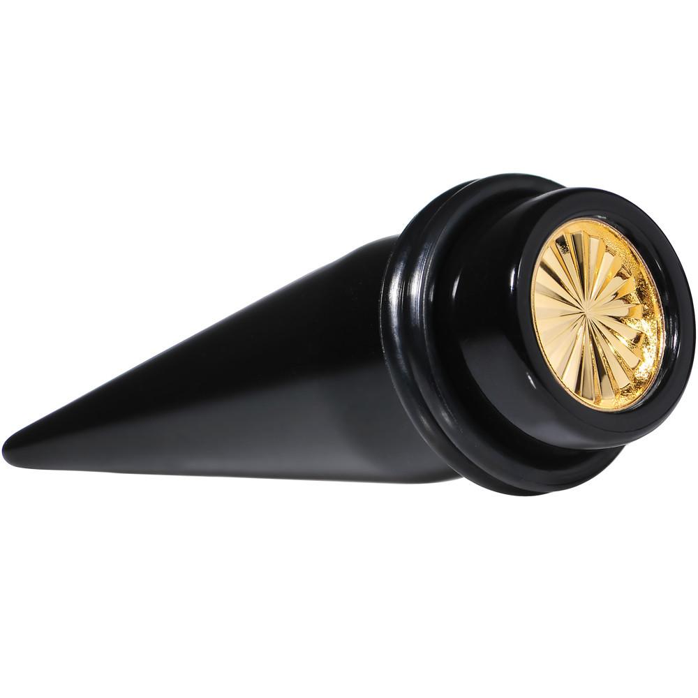 Black Acrylic Gold Flashy Tire Rim Taper 2G to 20mm