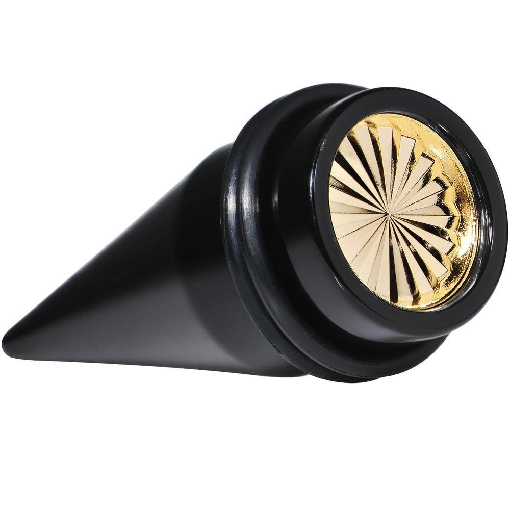 Black Acrylic Gold Flashy Tire Rim Taper 2G to 20mm