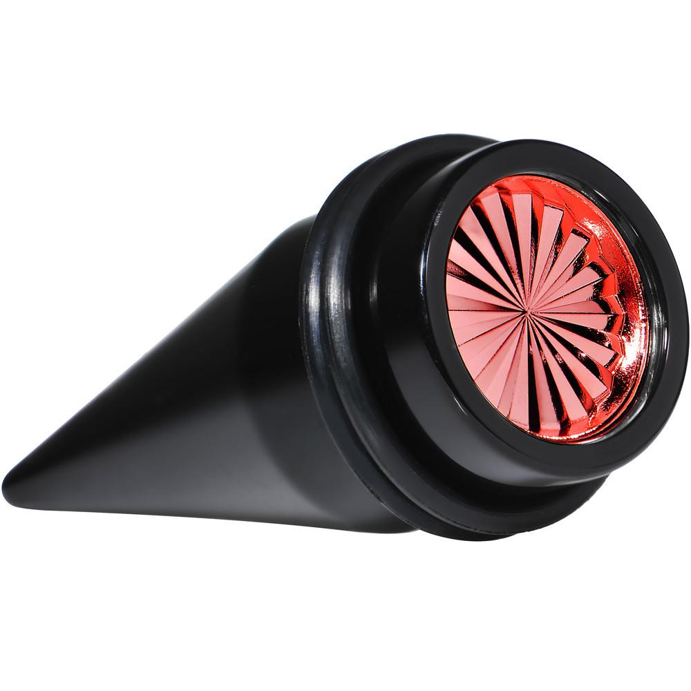 Black Acrylic Red Flashy Tire Rim Taper 2G to 20mm