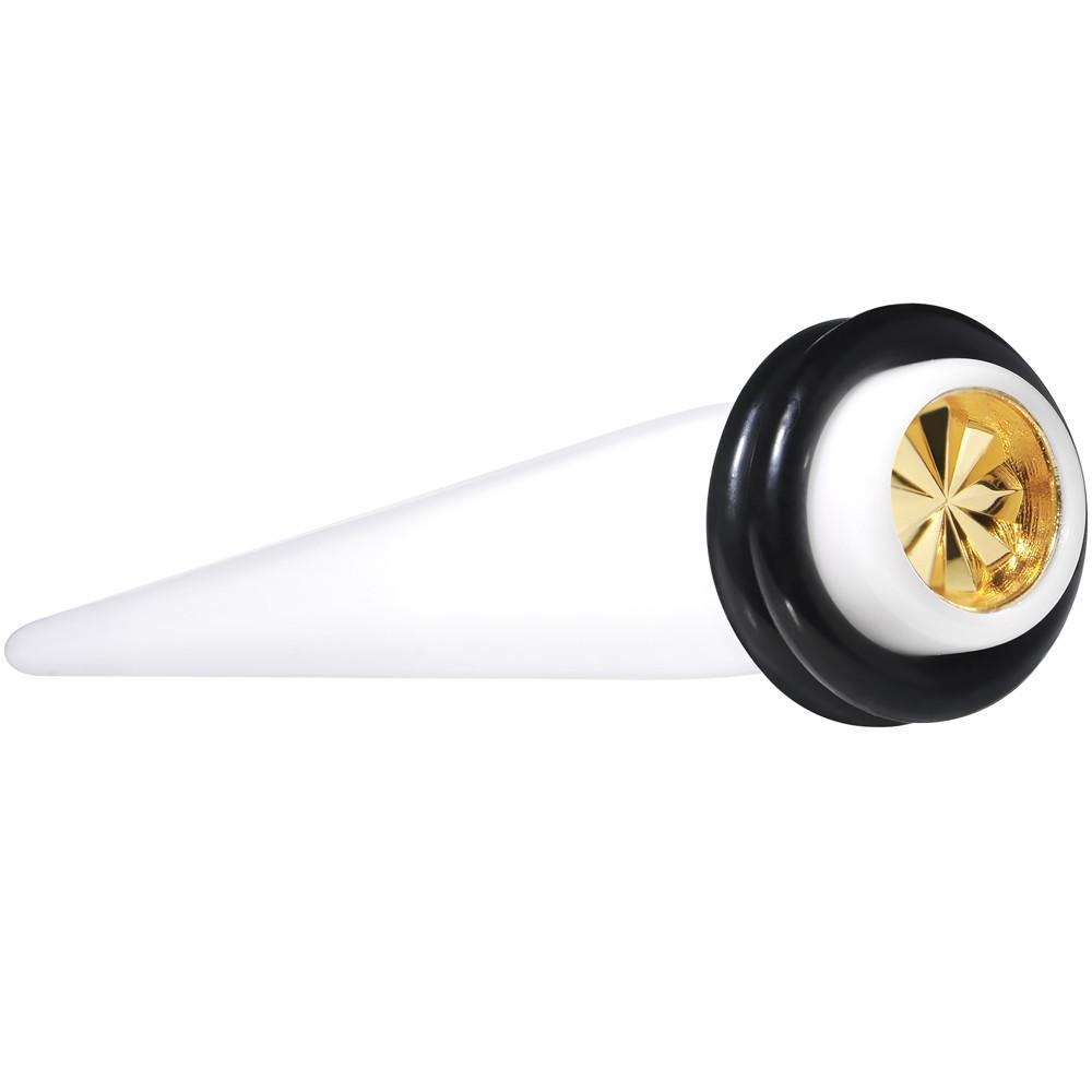 White Acrylic Gold Flashy Tire Rim Taper 2G to 20mm