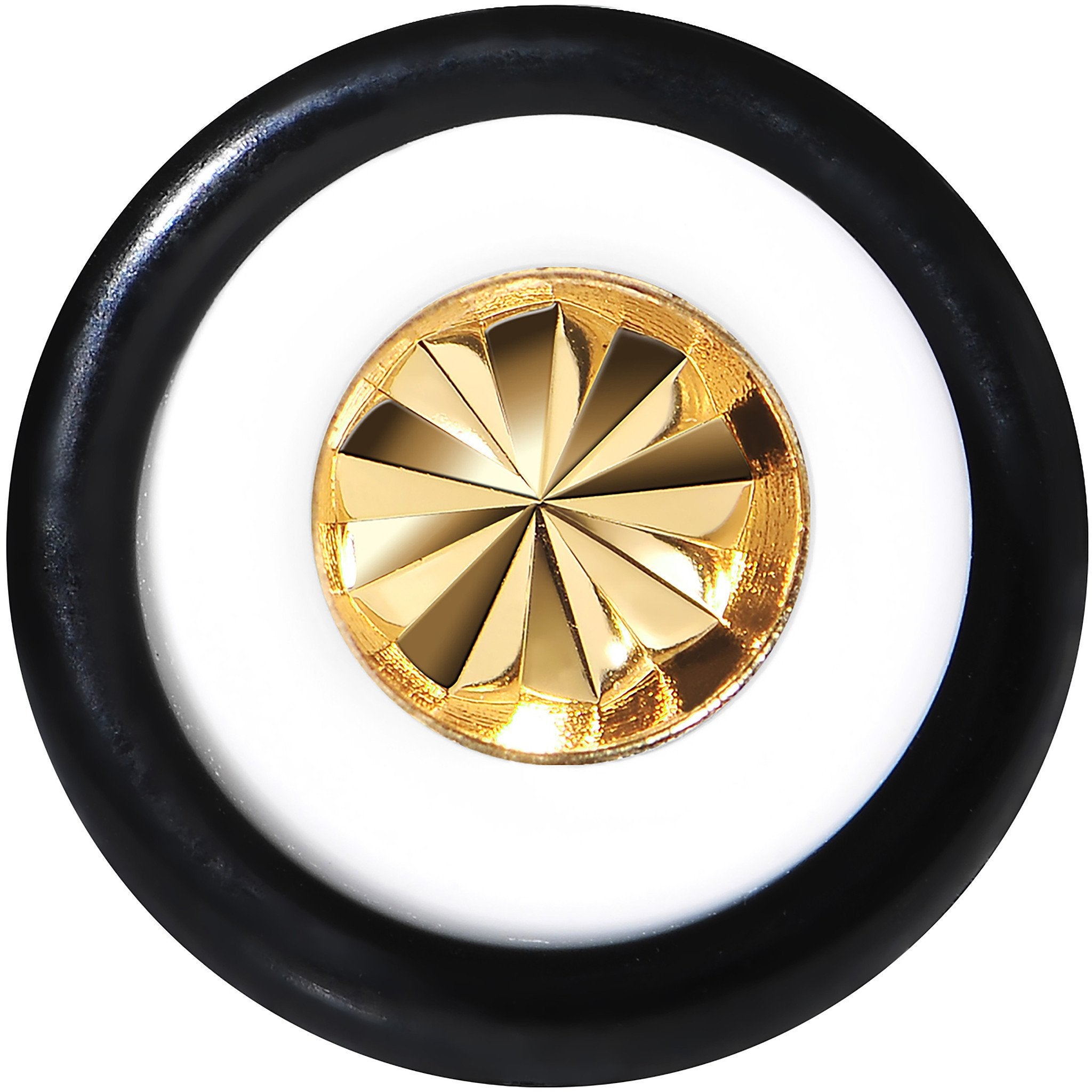 White Acrylic Gold Flashy Tire Rim Taper 2G to 20mm