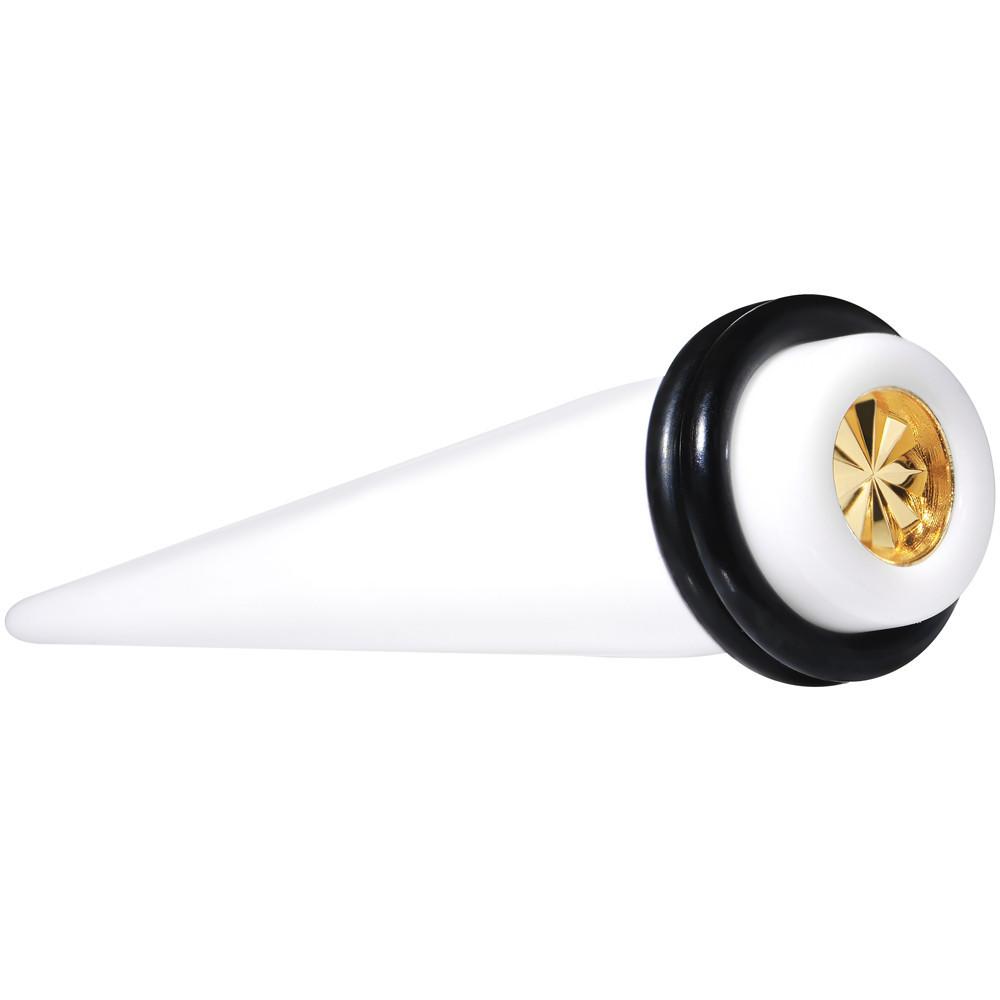 White Acrylic Gold Flashy Tire Rim Taper 2G to 20mm