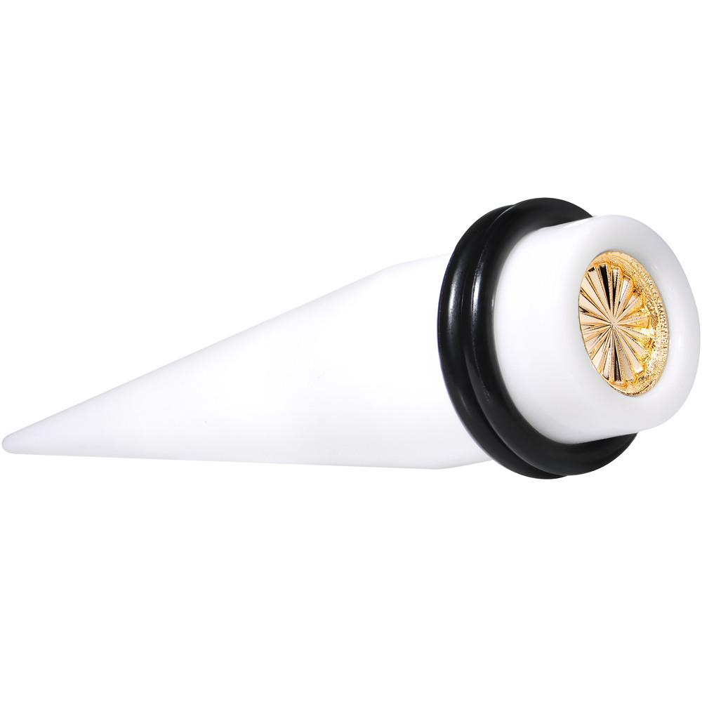 White Acrylic Gold Flashy Tire Rim Taper 2G to 20mm