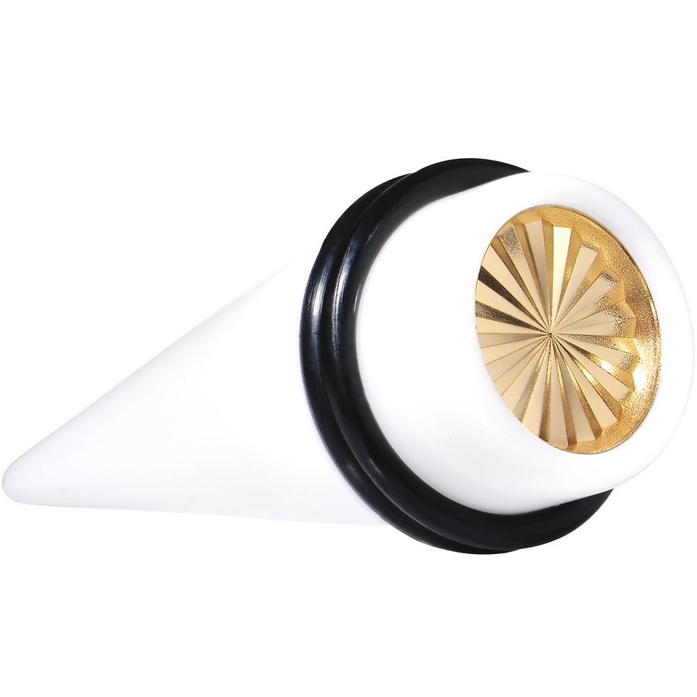 White Acrylic Gold Flashy Tire Rim Taper 2G to 20mm