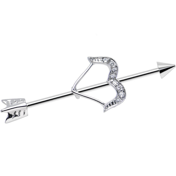 Body Candy Stainless Steel Clear Dazzling Bow and Arrow Helix Earring 