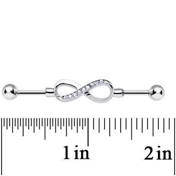 Clear Gem Endless Elegance Infinity Symbol Industrial Barbell 38mm