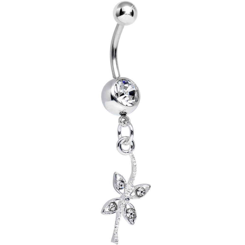 Clear Gem Gentle Dragonfly Dangle Belly Ring