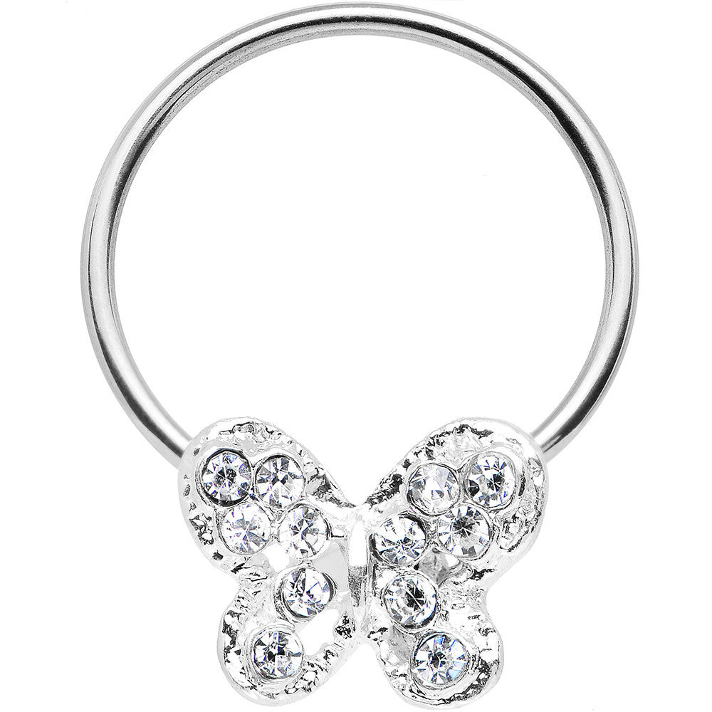 16G 7/16 Clear Gem Soaring Butterfly BCR Captive Ring