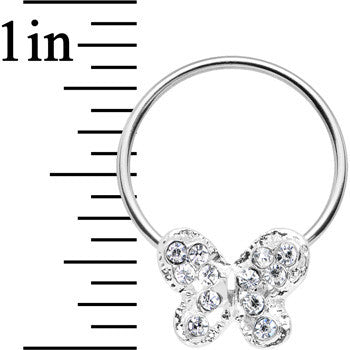 16G 7/16 Clear Gem Soaring Butterfly BCR Captive Ring