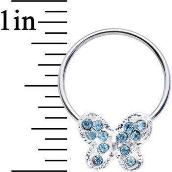 16G 7/16 Aqua Gem Soaring Butterfly BCR Captive Ring