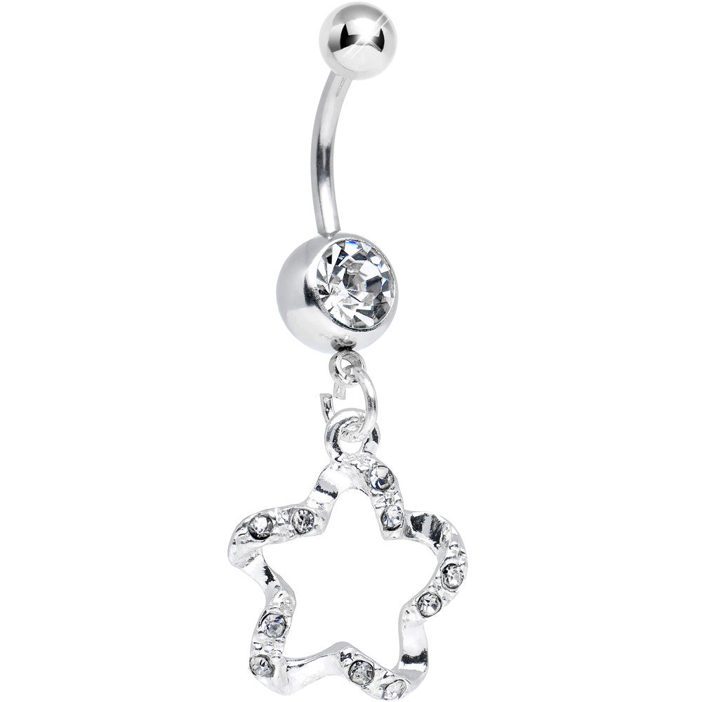 Clear Gem Twisted Star Dangle Belly Ring