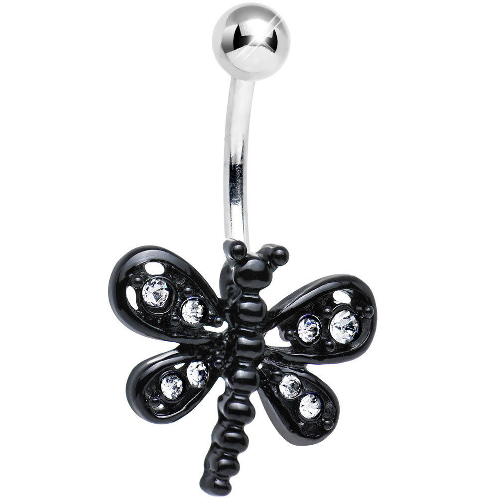 Clear Gem Dark and Dreamy Dragonfly Belly Ring