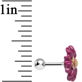 Dark Pink Cheerful Gerbera Daisy Flower Tragus Cartilage Earring