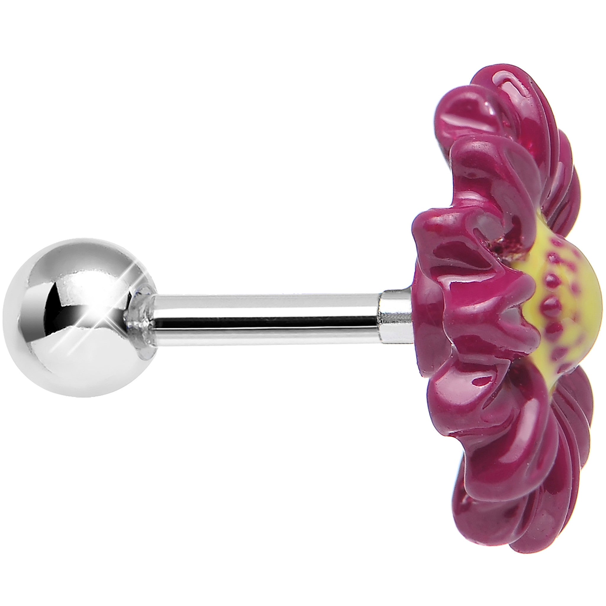 Dark Pink Cheerful Gerbera Daisy Flower Tragus Cartilage Earring