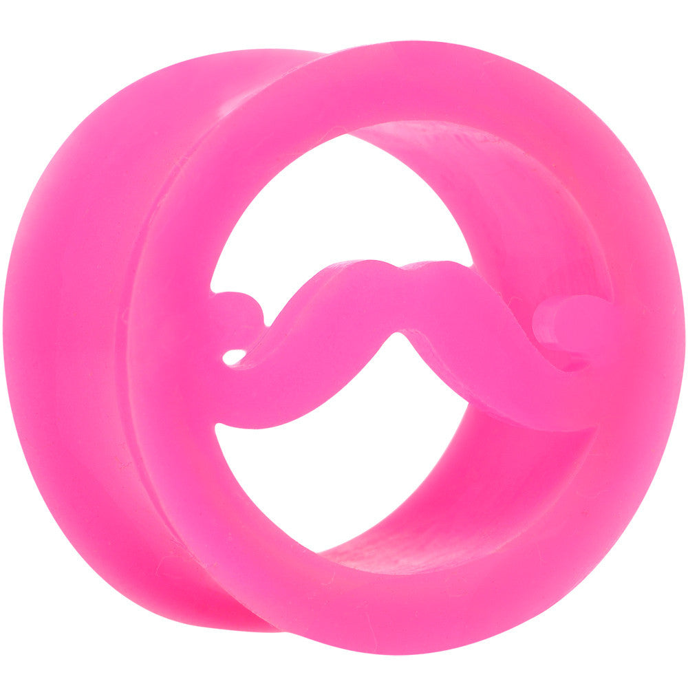 18mm Pink Silicone Dapper Mustache Tunnel Plug