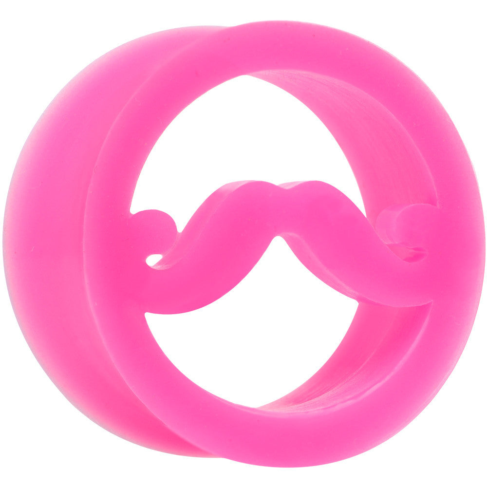 7/8 Pink Silicone Dapper Mustache Tunnel Plug