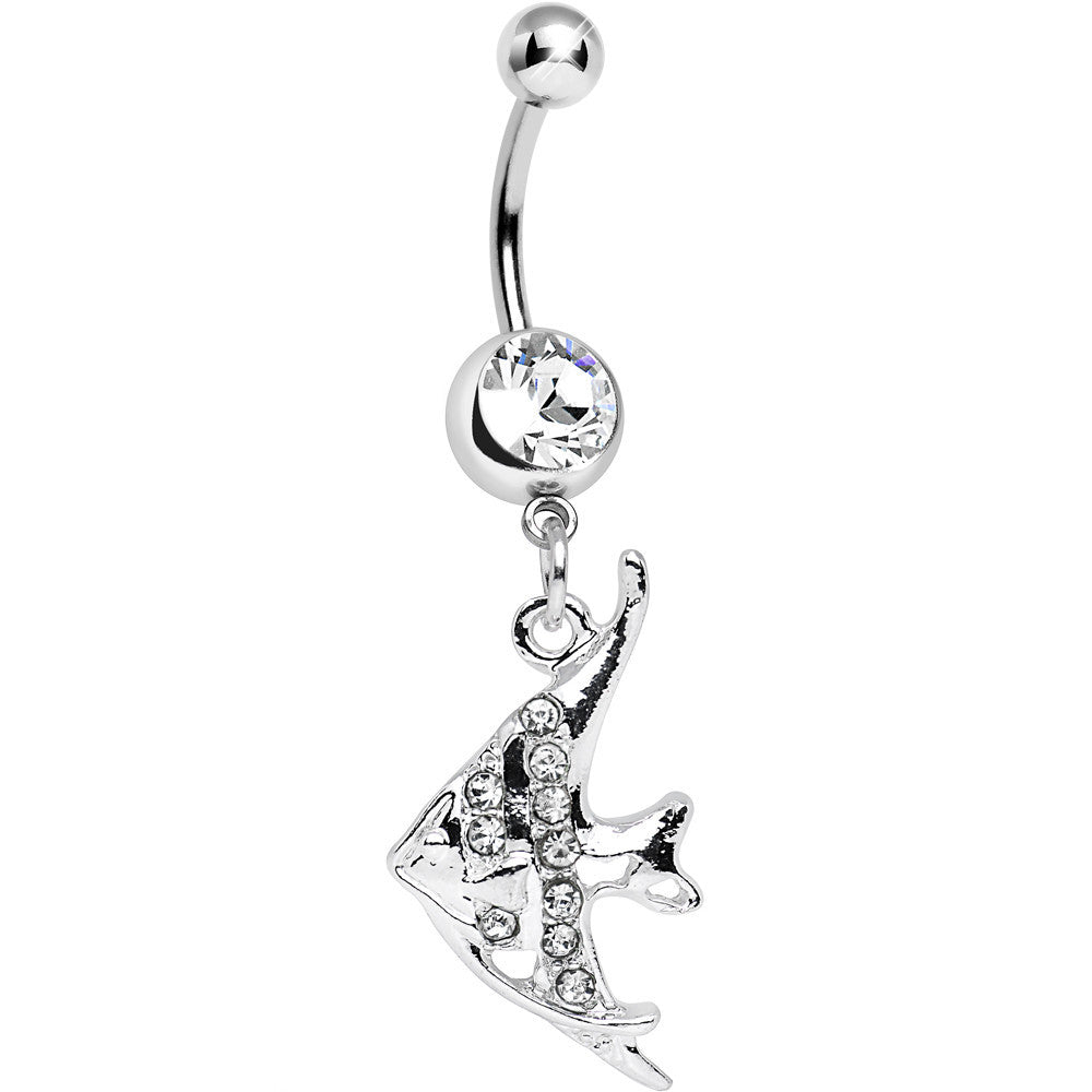 Clear Gem Coral Reef Tropical Fish Dangle Belly Ring