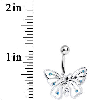 Aqua Gem Summer Solstice Hollow Wing Butterfly Belly Ring