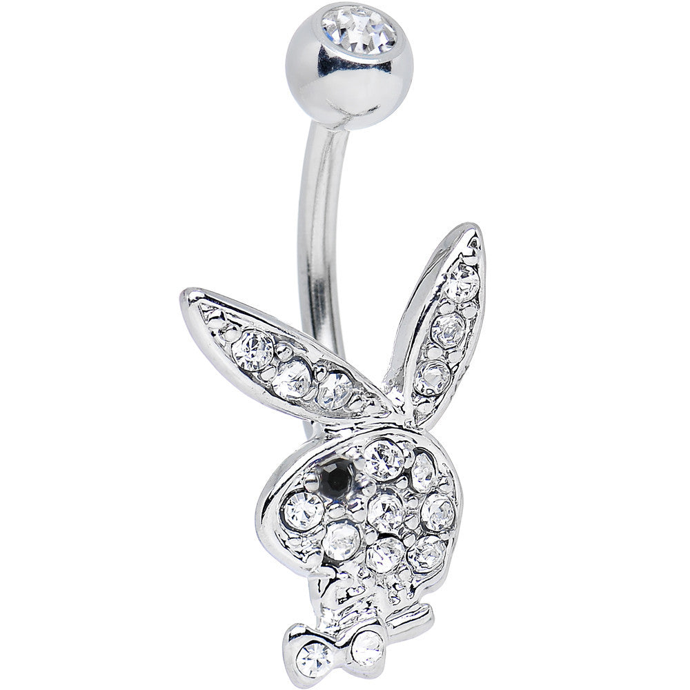 Licensed Clear Gem and Black Gem Eye Playboy Bunny Belly Ring