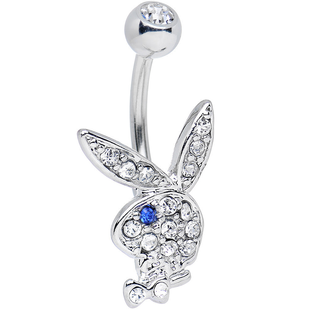 Licensed Clear Gem and Blue Gem Eye Playboy Bunny Belly Ring