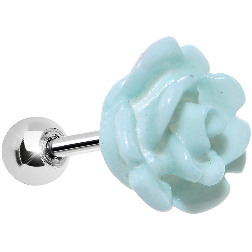 16G Mint Green Courtship Rose Cartilage Tragus Earring