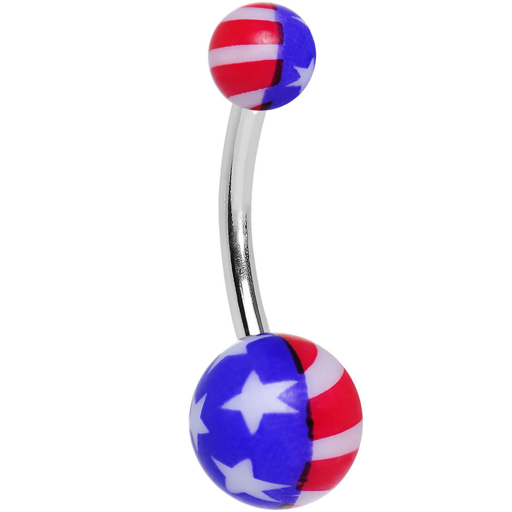 Acrylic Red White and Blue Stars and Stripes Belly Ring