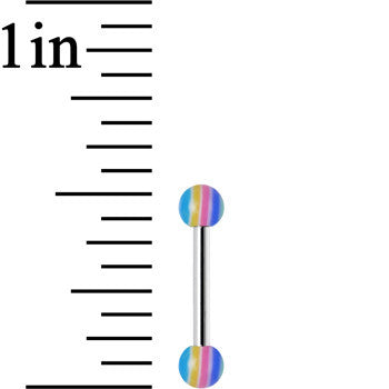 18G Acrylic Pastel Rainbow Stripe Straight Barbell Eyebrow Ring