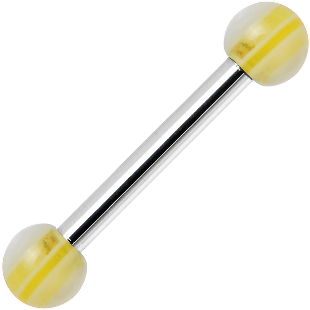 18G Acrylic Eureka Yellow Stripe Straight Barbell Eyebrow Ring