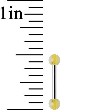 18G Acrylic Eureka Yellow Stripe Straight Barbell Eyebrow Ring
