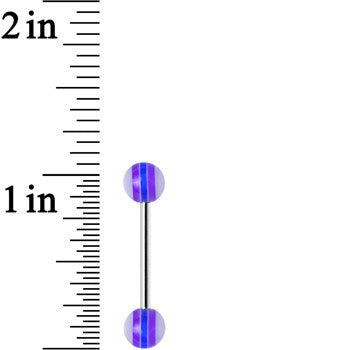 14G Acrylic Purple Deepness Stripe Straight Barbell Tongue Ring