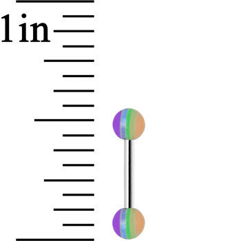 18G Acrylic Faded Rainbow Stripe Straight Barbell Eyebrow Ring