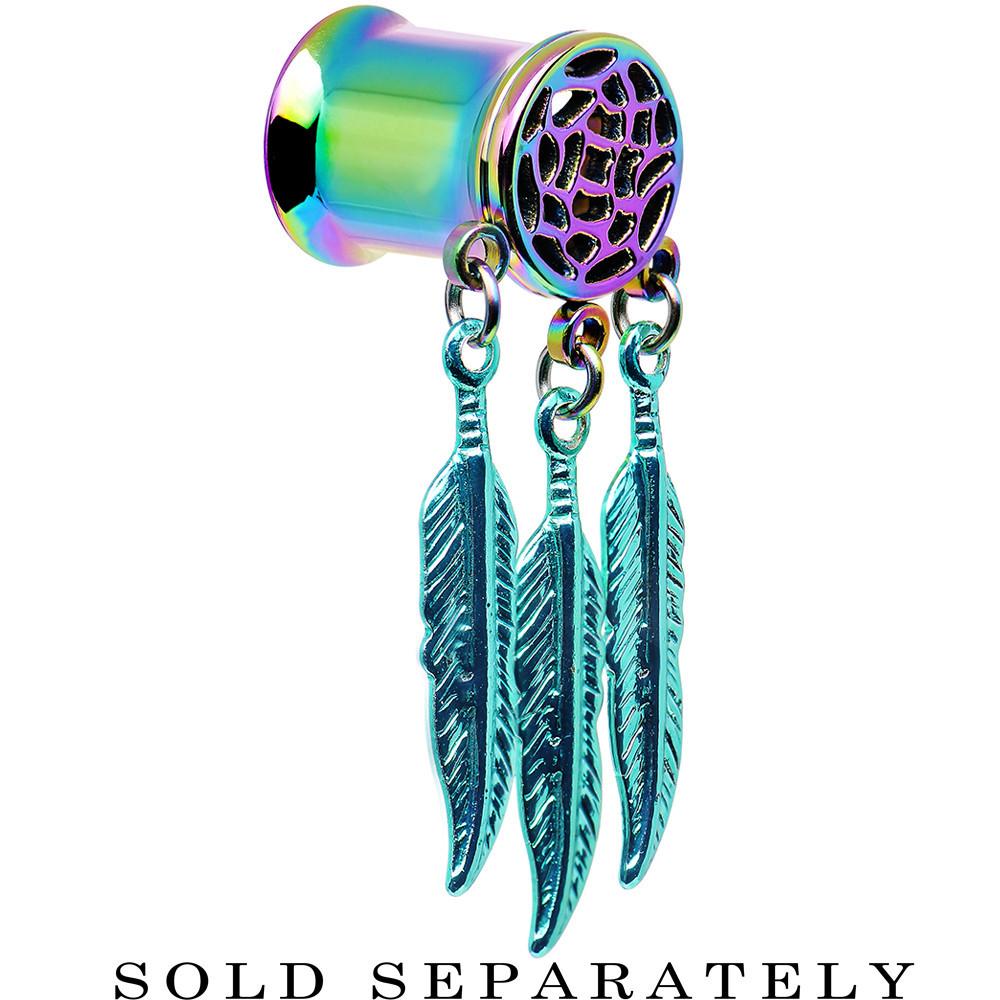 0G Rainbow Titanium Dreamcatcher Dangle Tunnel Sizes 00G to 1 Inch