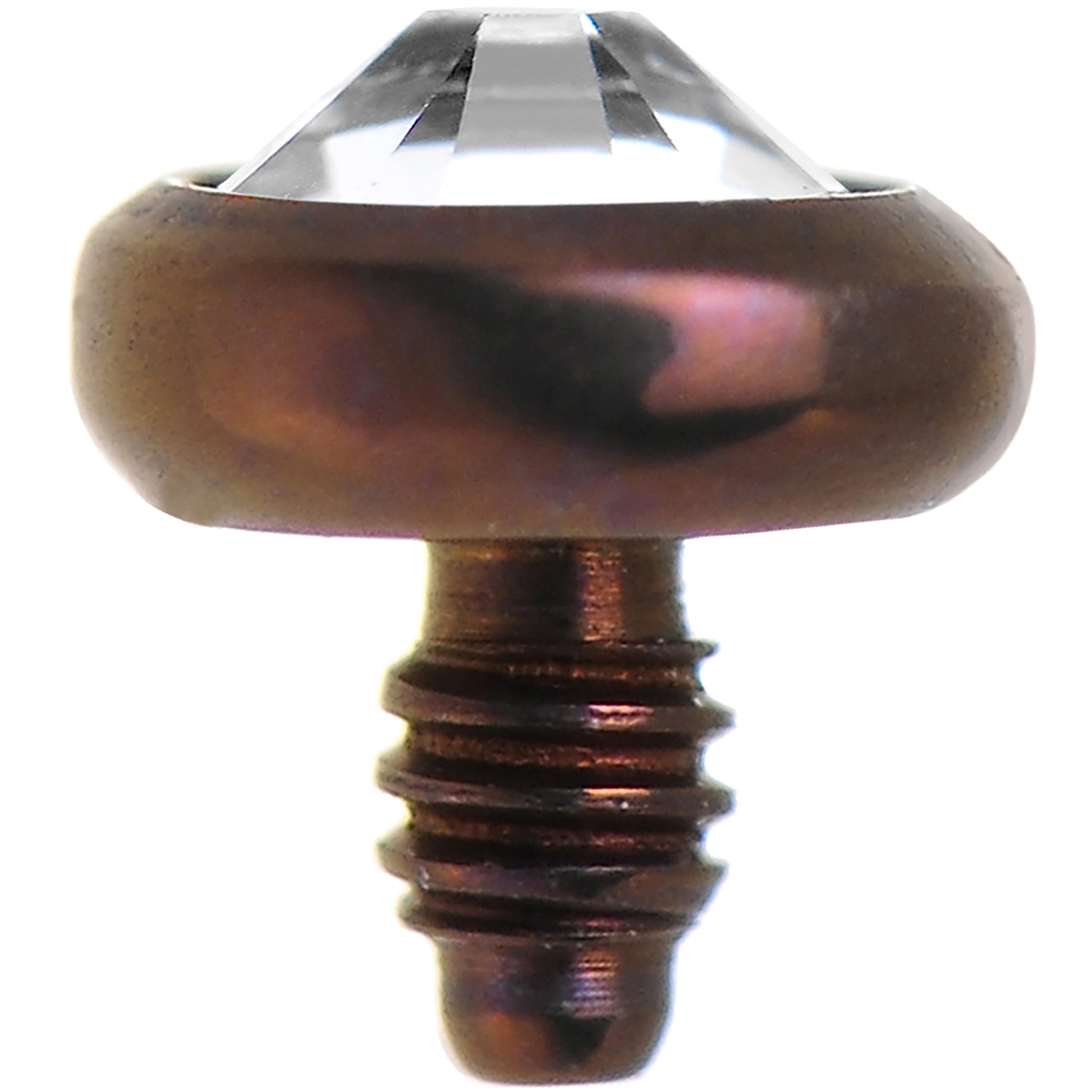 14G 3mm Clear Gem Bronze Anodized Titanium Dermal Top