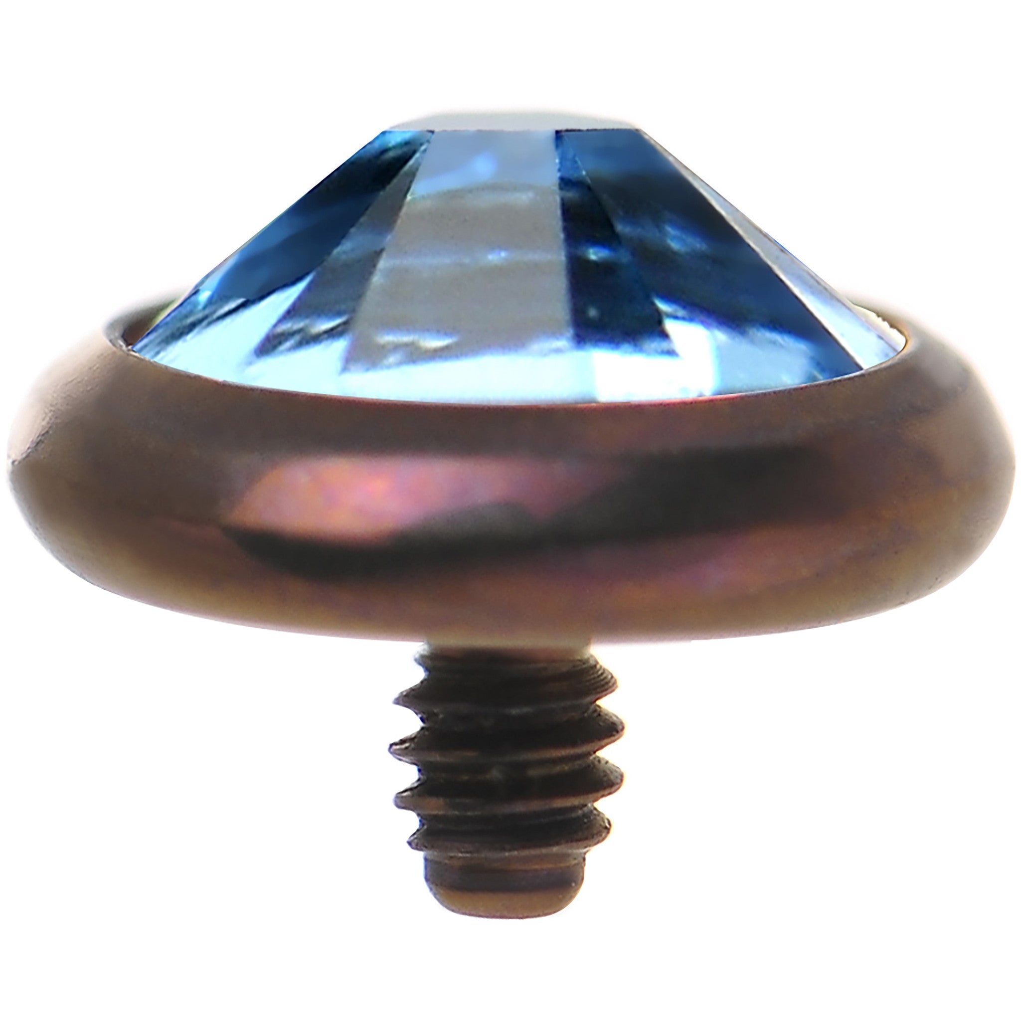 14G 5mm Aqua Gem Bronze Anodized Titanium Dermal Top