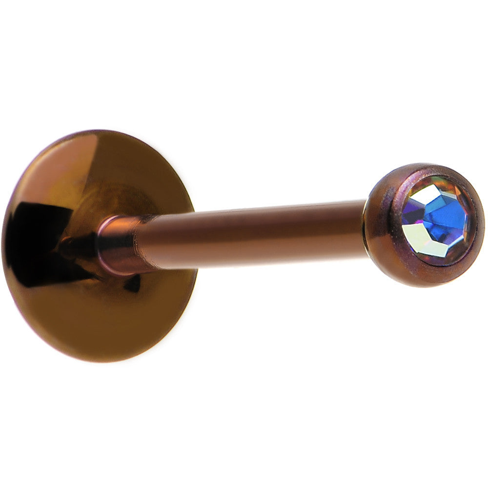 16G 3/8 Aurora Gem Bronze Anodized Titanium Labret Monroe 2.5mm