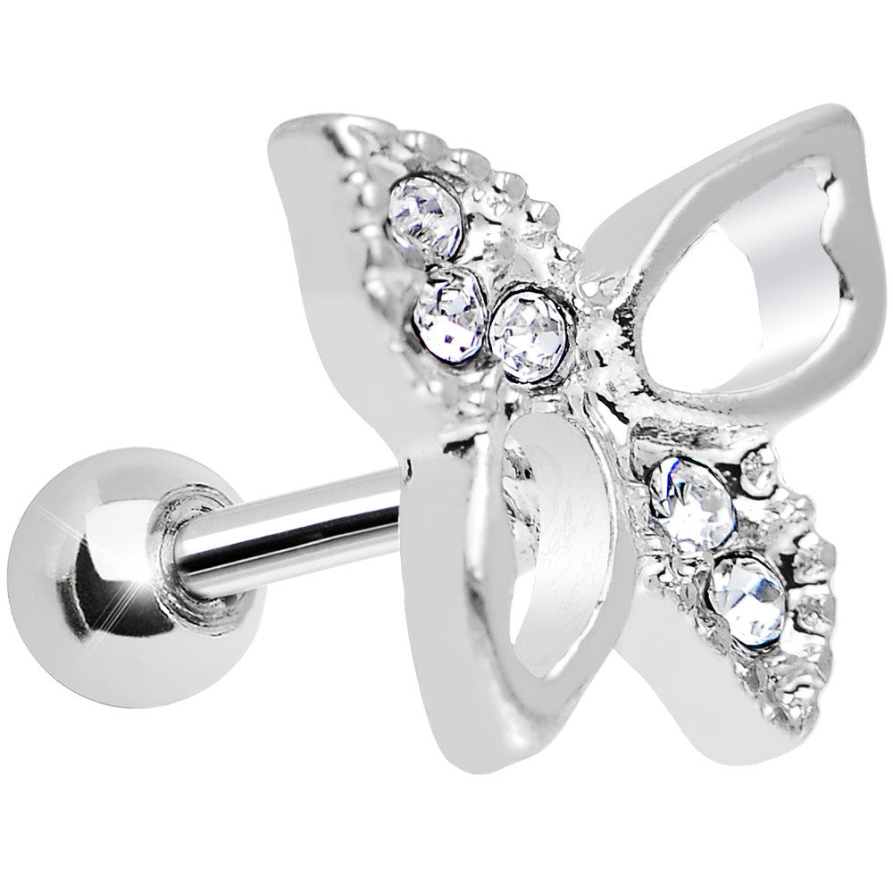 Clear Crystal 18G Breezy Butterfly Cartilage Tragus Earring