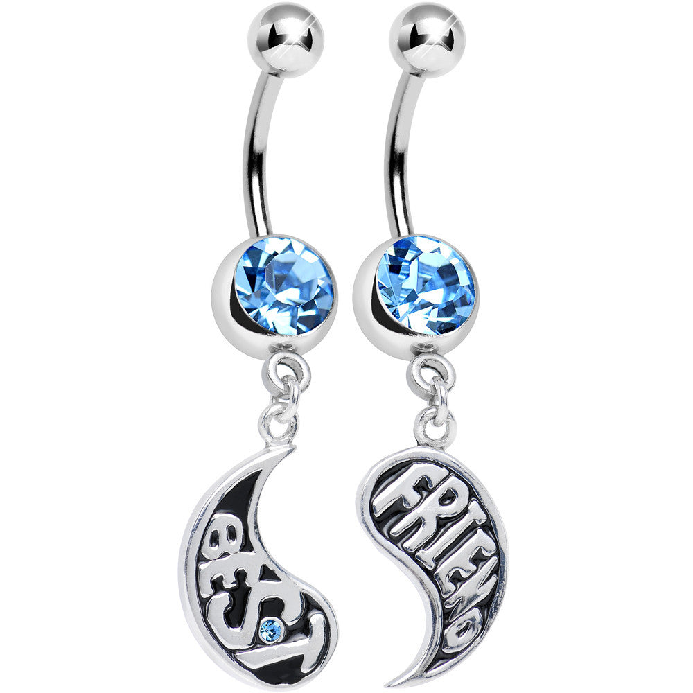 Aqua Gem Rainy Day Best Friend Raindrop Dangle Belly Ring Set