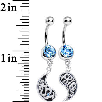 Aqua Gem Rainy Day Best Friend Raindrop Dangle Belly Ring Set