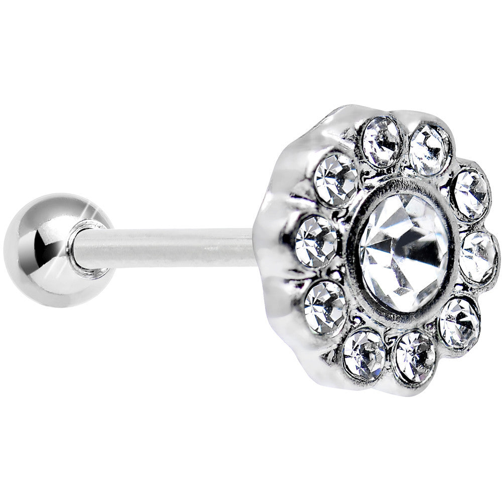 18G Clear CZ Sparkling Flower Cartilage Tragus Earring