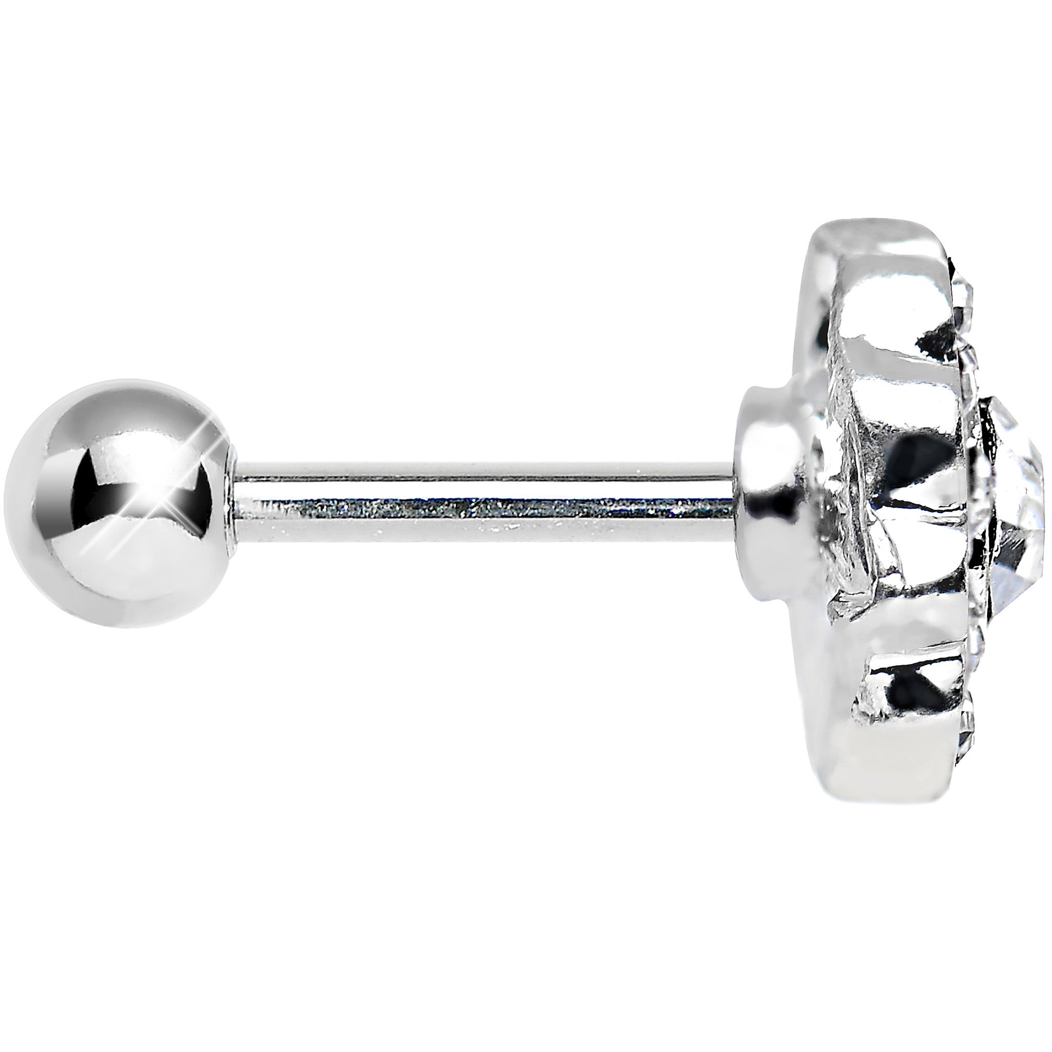 18G Clear CZ Sparkling Flower Cartilage Tragus Earring