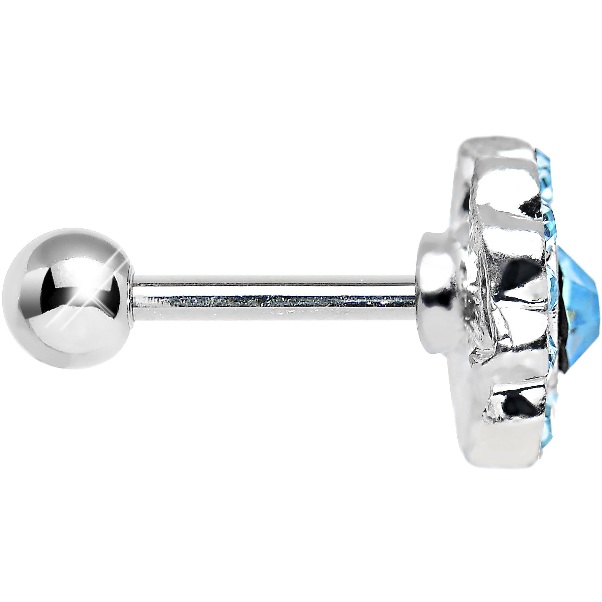 18G Aqua CZ Sparkling Flower Cartilage Tragus Earring