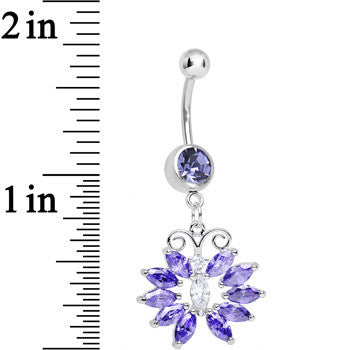 Purple Cubic Zirconia Queen of Spring Butterfly Dangle Belly Ring