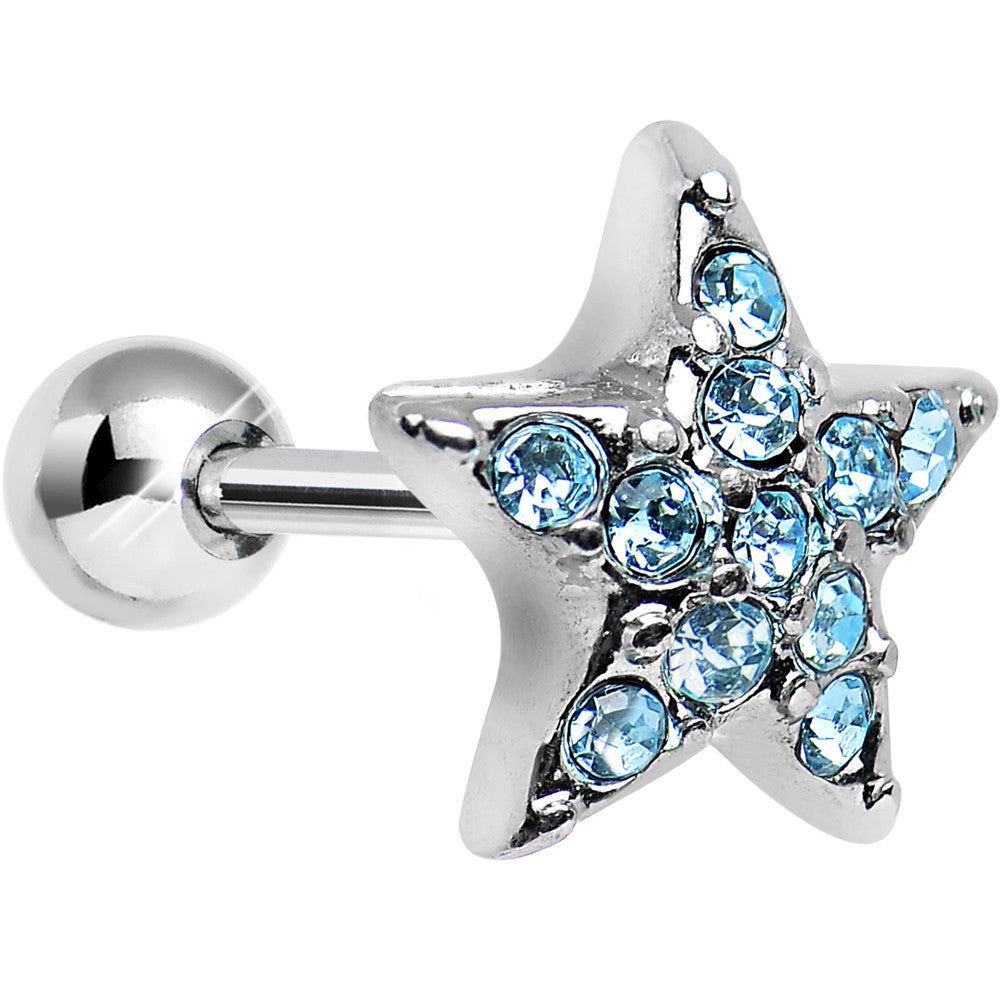 18G Aqua CZ Feel Like a Star Cartilage Tragus Earring