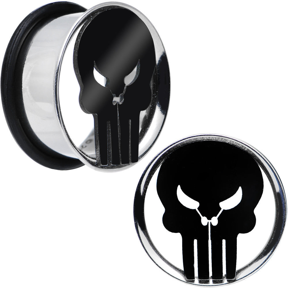 3/4 Licensed The Punisher Single Flare Steel Tunnel Plugs Set