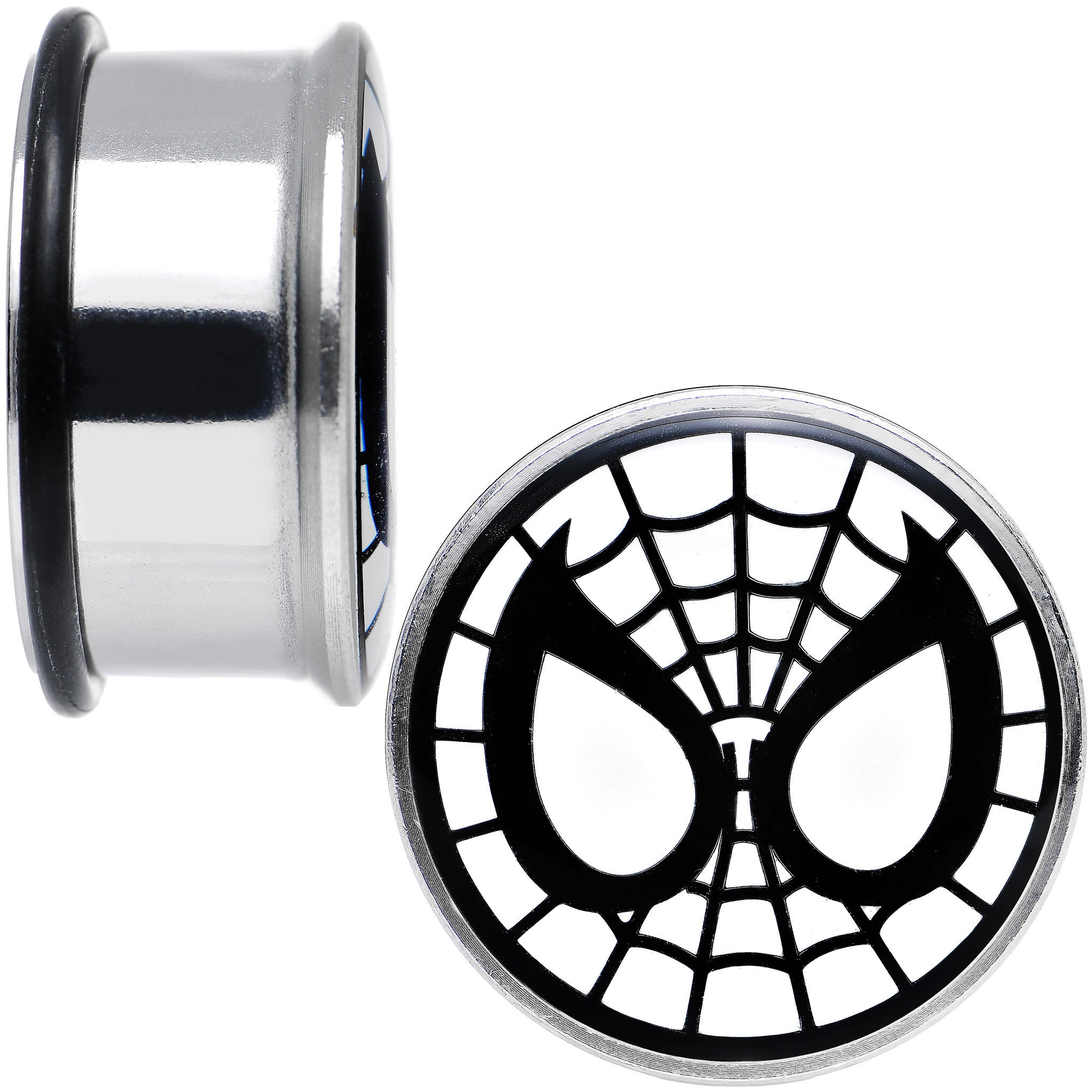 7/8 Licensed Spider-Man Single Flare Steel Tunnel Plugs Set